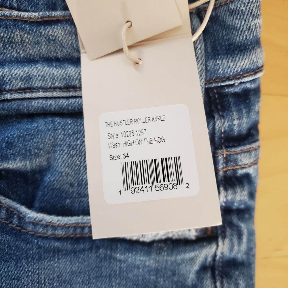 Mother The Hustler Roller Ankle Flared Jeans High On The Hog Blue Denim Size 34 - Picture 11 of 12
